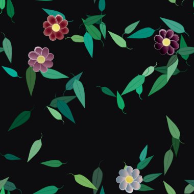 Çiçekler ve yapraklarla kusursuz bir desen.