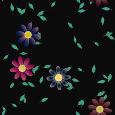 Çiçek yaprakları, çiçekler duvar kağıtları, vektör illüstrasyonları.