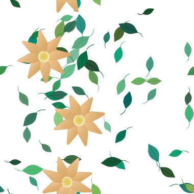 Botanik çiçek desenli arkaplan, çiçek vektörü çizimi