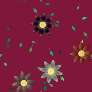 Çiçekler ve yapraklarla kusursuz bir desen.