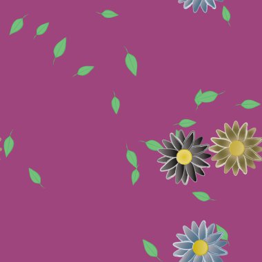 Kusursuz çiçekler çiçek açar duvar kağıdı, vektör çizimi, güzel botanik arka plan