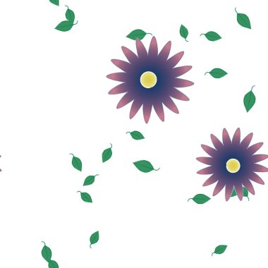 Çiçekler çiçek açar duvar kağıdı, vektör çizimi, güzel botanik arka plan