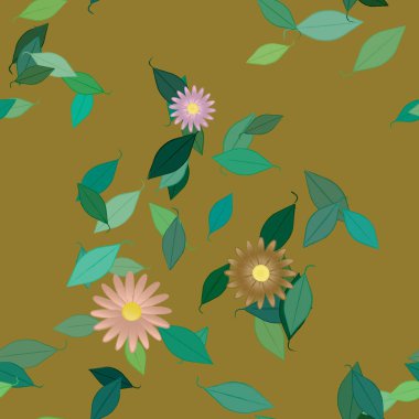 Çiçekler ve yapraklarla kusursuz bir desen.