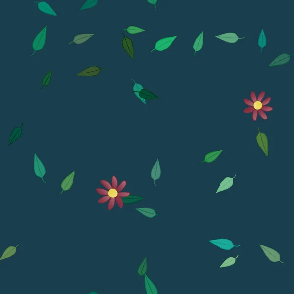 Belle Composition Avec Des Fleurs Colorées Simples Des Feuilles Vertes — Image vectorielle