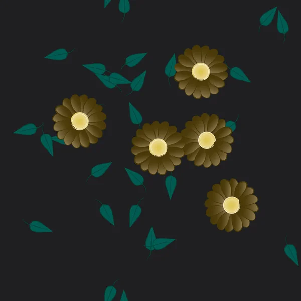 Φύλλωμα Λουλούδια Ανθίζουν Ταπετσαρία Διανυσματική Απεικόνιση — Διανυσματικό Αρχείο