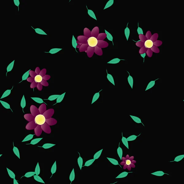 Hermosa Composición Con Flores Colores Simples Hojas Verdes Fondo Monocromo — Archivo Imágenes Vectoriales