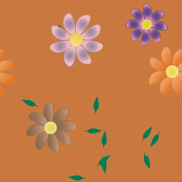 Vector Naadloos Patroon Met Bloemen Bladeren — Stockvector