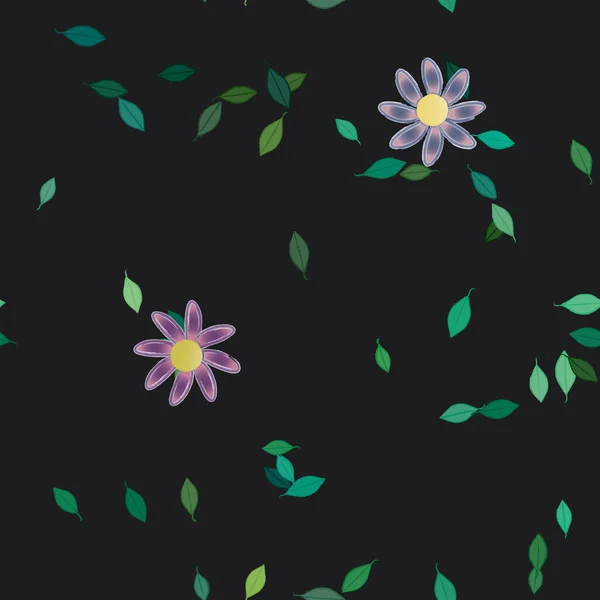 Φύλλωμα Βοτανικό Υπόβαθρο Λουλούδια Διανυσματική Απεικόνιση — Διανυσματικό Αρχείο