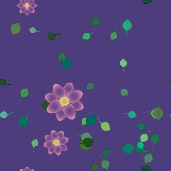 Follaje Flores Flores Florecen Fondo Pantalla Vector Ilustración — Vector de stock