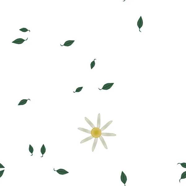 Красива Композиція Простими Кольоровими Квітами Зеленим Листям Монохромному Фоні Векторні — стоковий вектор