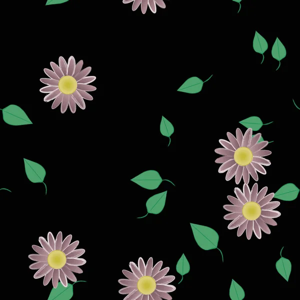 Follaje Flores Flores Florecen Fondo Pantalla Vector Ilustración — Vector de stock