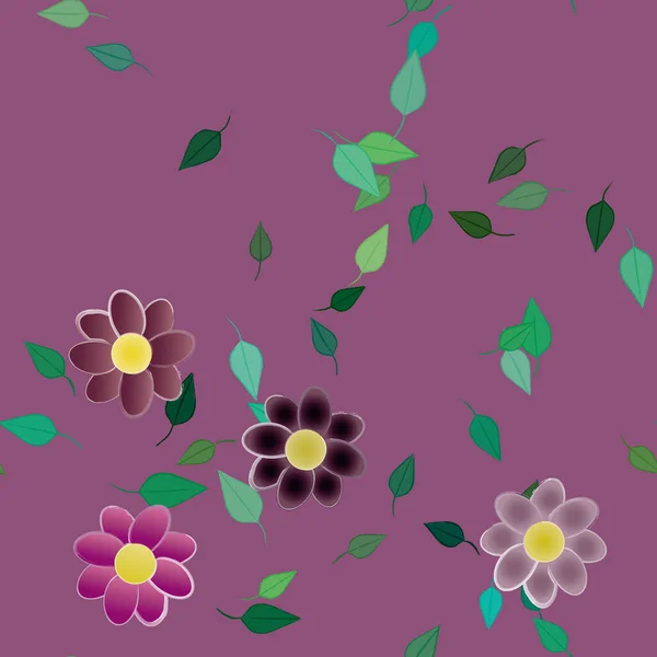 Vector Patrón Sin Costura Con Flores Hojas — Vector de stock