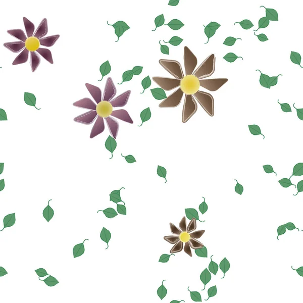 Nahtlose Blumen Blühen Tapete Vektorillustration Schöne Botanische Hintergrund — Stockvektor