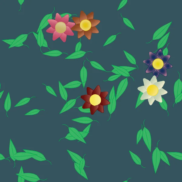 Λουλούδια Ανθίζουν Ταπετσαρία Διανυσματική Απεικόνιση Όμορφο Βοτανικό Υπόβαθρο — Διανυσματικό Αρχείο