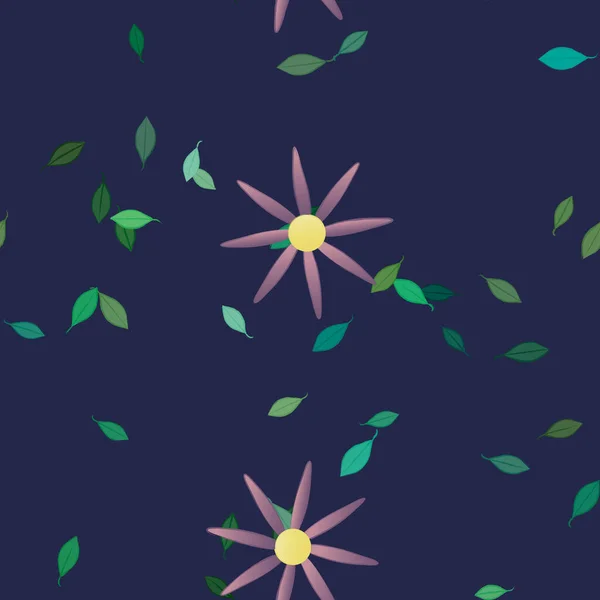 Motif Sans Couture Vectoriel Avec Des Fleurs Des Feuilles — Image vectorielle