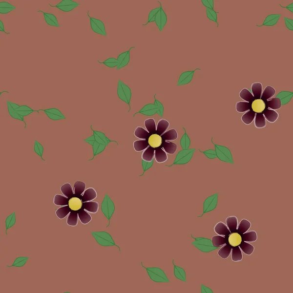 Belle Composition Avec Des Fleurs Couleur Simple Feuilles Vertes Fond — Image vectorielle
