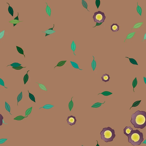 Feuillage Fleuri Papier Peint Fleuri Fleurs Illustration Vectorielle — Image vectorielle