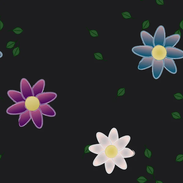아름다운 식물상의 꽃들의 꽃무늬 — 스톡 벡터