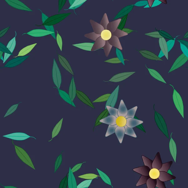 Vector Naadloos Patroon Met Bloemen Bladeren — Stockvector