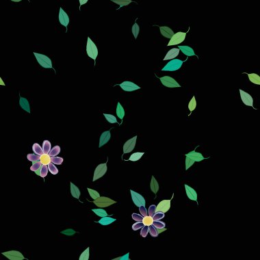 Botanik çiçek desenli arkaplan, vektör illüstrasyonu