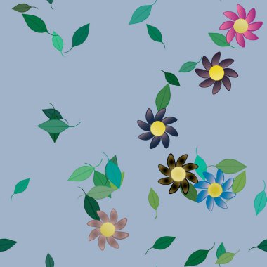 Çiçekler ve yapraklarla kusursuz bir desen.