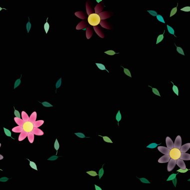 Çiçekler ve yapraklarla kusursuz bir desen.