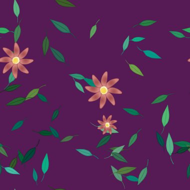 Çiçekler ve yapraklarla kusursuz bir desen.