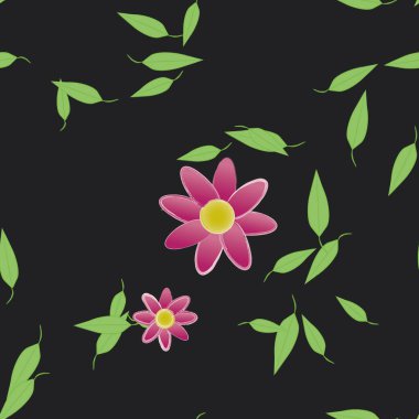 Kusursuz çiçekler çiçek açar duvar kağıdı, vektör çizimi, güzel botanik arka plan