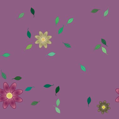 Çiçekler ve yapraklarla kusursuz bir desen.