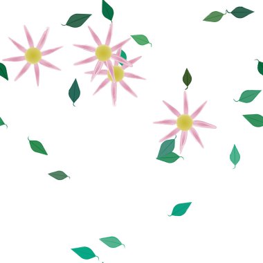 Çiçekler çiçek açar duvar kağıdı, vektör çizimi, güzel botanik arka plan