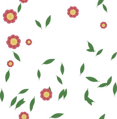 Botanik çiçek desenli arkaplan, çiçek vektörü çizimi