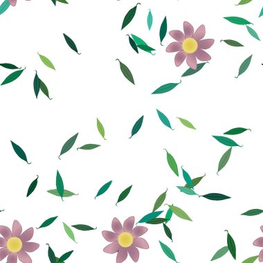 Çiçeksel botanik arka plan, çiçek vektör çizimi