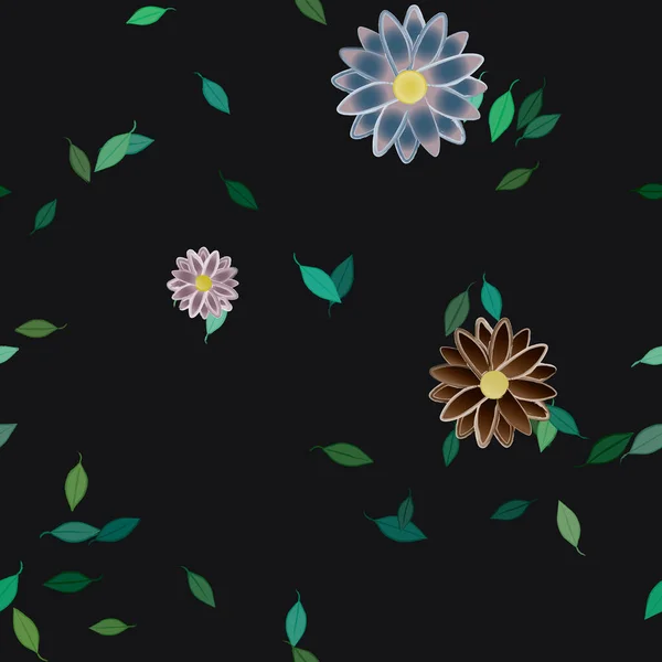 Feuillage Fond Botanique Fleurs Illustration Vectorielle — Image vectorielle