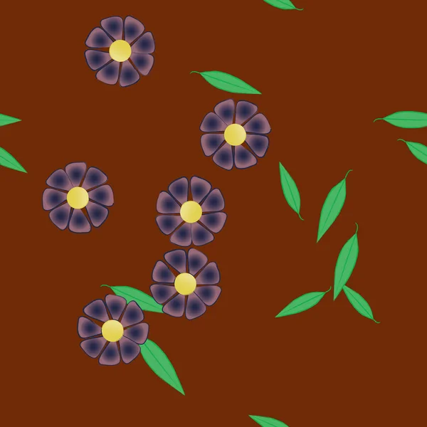 Follaje Fondo Botánico Flores Vector Ilustración — Vector de stock