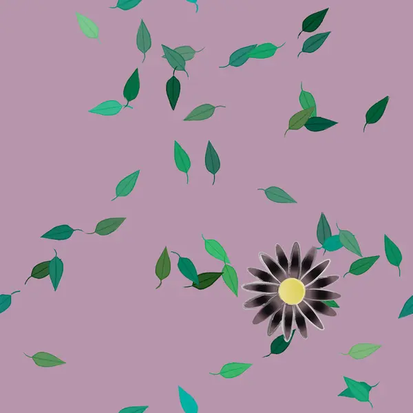 花や葉でベクトルシームレスなパターン — ストックベクタ