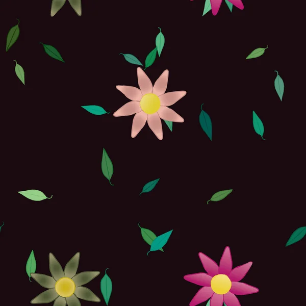 Follaje Fondo Botánico Flores Vector Ilustración — Vector de stock