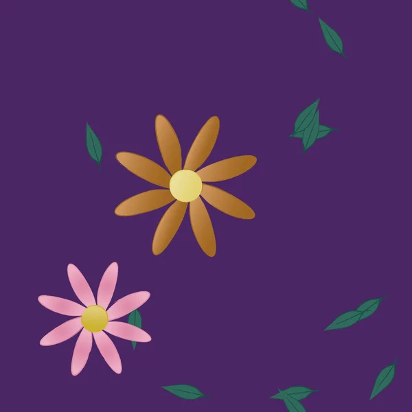 Follaje Flores Florecen Fondo Pantalla Vector Ilustración — Vector de stock