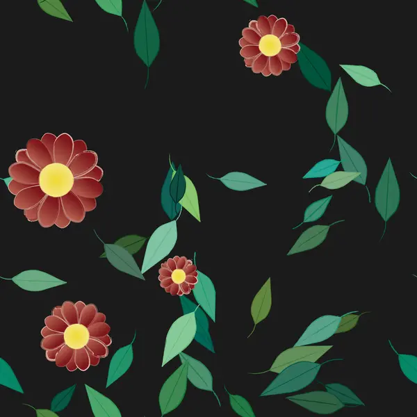 Vector Naadloos Patroon Met Bloemen Bladeren — Stockvector