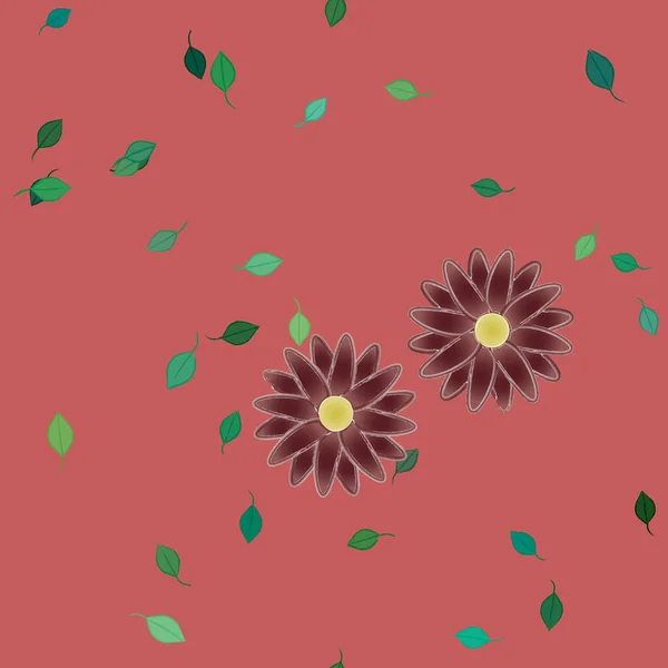 Follaje Flores Flores Florecen Fondo Pantalla Vector Ilustración — Vector de stock