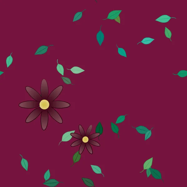 Follaje Flores Florecen Fondo Pantalla Vector Ilustración — Vector de stock