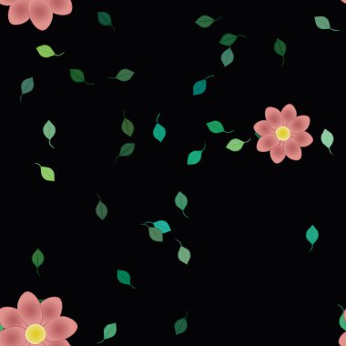 Çiçekler çiçek açar duvar kağıdı, vektör çizimi, güzel botanik arka plan