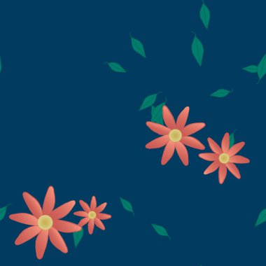 Botanik çiçek desenli arkaplan, vektör illüstrasyonu