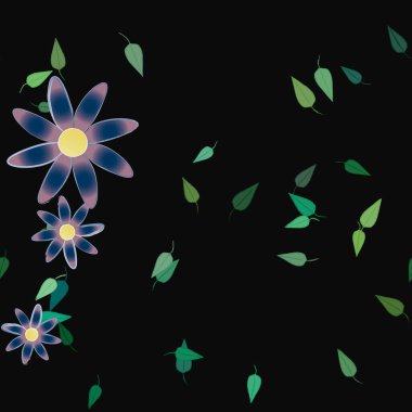 Yapraklar, çiçekler, duvar kağıtları, vektör illüstrasyonu