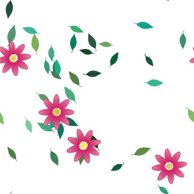 Yapraklar, çiçekler, duvar kağıtları, vektör illüstrasyonu