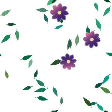 Botanik çiçek desenli arkaplan, vektör illüstrasyonu