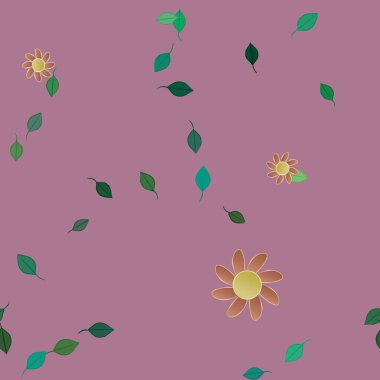 Botanik çiçek desenli arkaplan, vektör illüstrasyonu