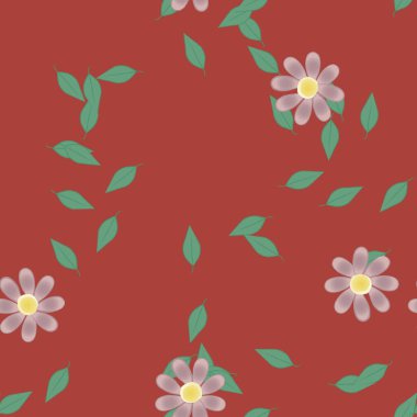 Çiçekler çiçek açar duvar kağıdı, vektör çizimi, güzel botanik arka plan