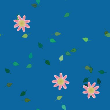 Çiçekler çiçek açar duvar kağıdı, vektör çizimi, güzel botanik arka plan