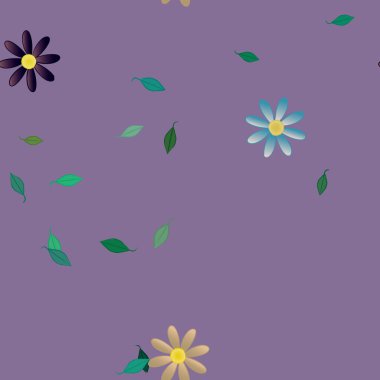 Çiçekler çiçek açar duvar kağıdı, vektör çizimi, güzel botanik arka plan