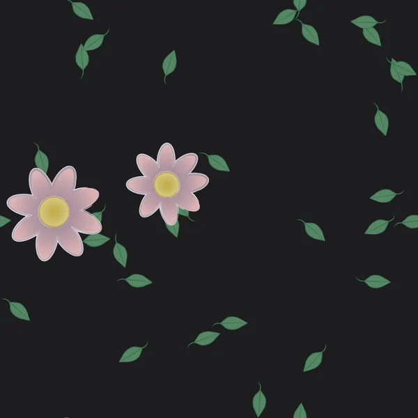 Vector Patrón Sin Costura Con Flores Hojas — Vector de stock